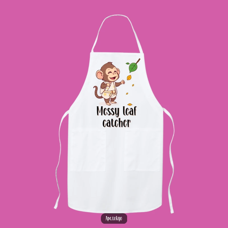 Funny Kimono Ape Leaf Apron: Silly Cook Ape, Leaf Catch, Funny Gift!