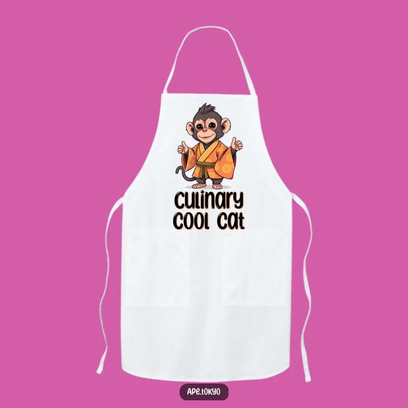 Funny Macaque Kimono Stance Apron: Stylish Primate Chef Wear for Fun Gifts