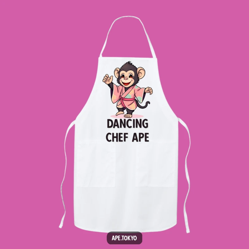 Funny Smiling Ape Kimono Apron: Lively Kitchen Humor for Cooks
