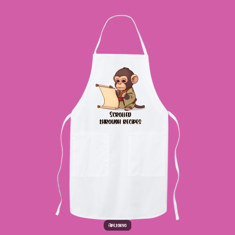 Funny Curious Ape Kimono Apron: Intellectual Humor for the Kitchen