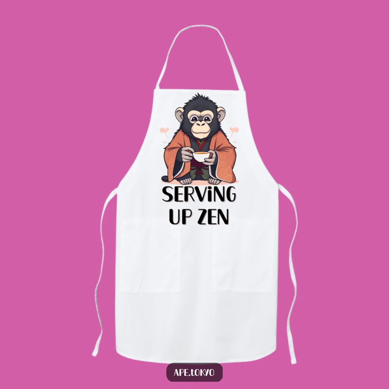 Funny Serene Ape Tea Apron: Serve with Grace and Humor