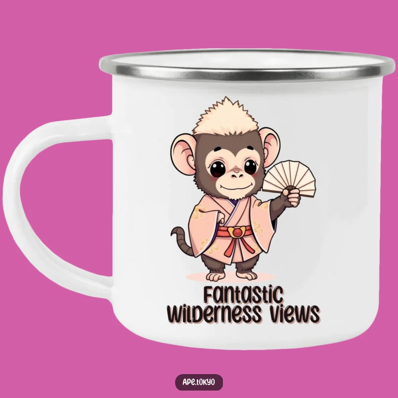 Funny Charming Ape Kimono Camping Mug: Adventure-Ready Humorous Gift