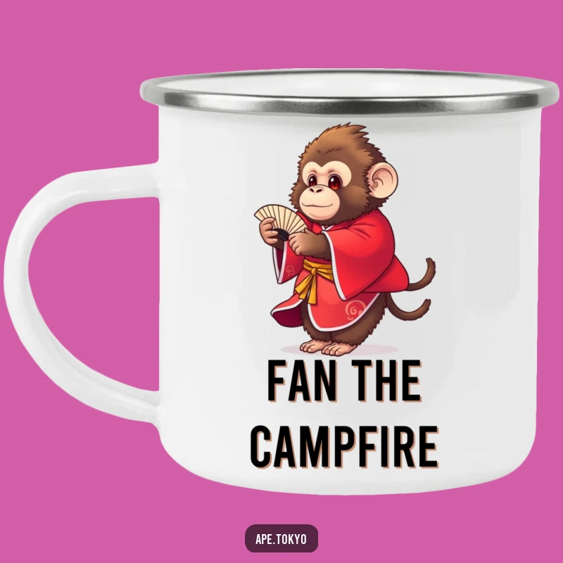 Funny Fluffy Ape Fan Dance Camping Mug: Adventure with a Smile