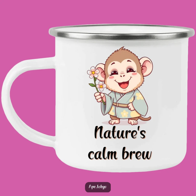 Funny Kimono Ape Camping Mug: Happy Ape Flower Drinkware, Perfect Funny Gift!