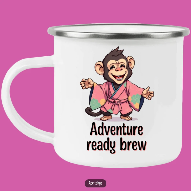 Funny Kimono Ape Pose Camping Mug: Dynamic Ape Outdoors, Funny Gift!