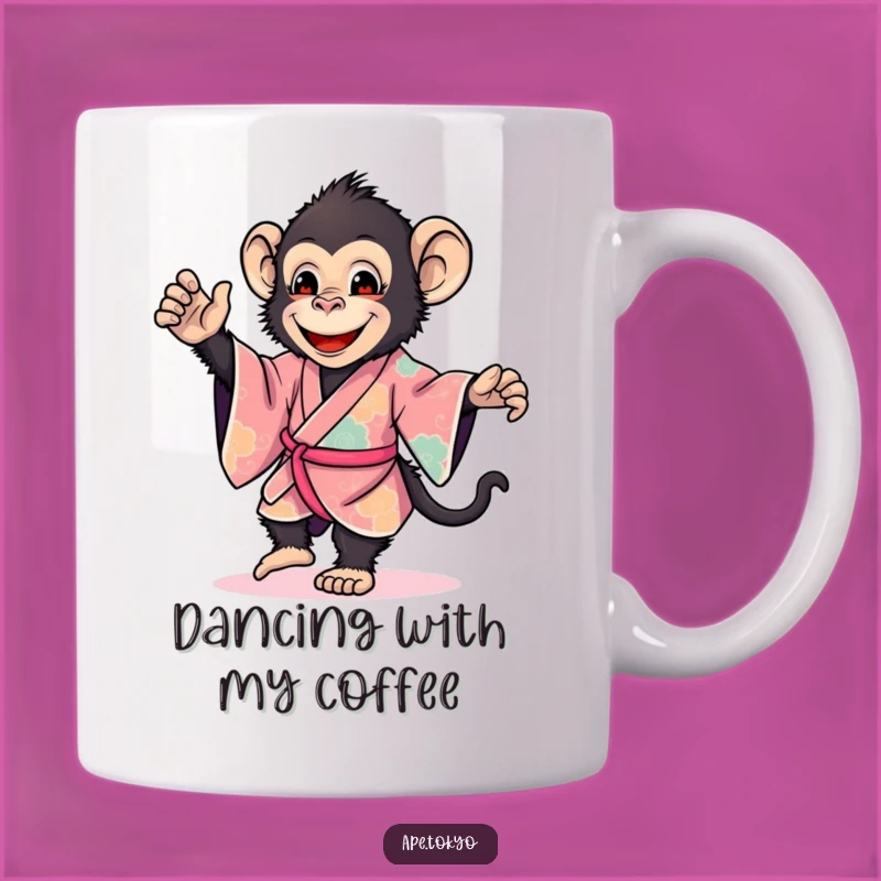 Funny Smiling Ape Kimono Dance Mug: A Joyful & Humorous Gift