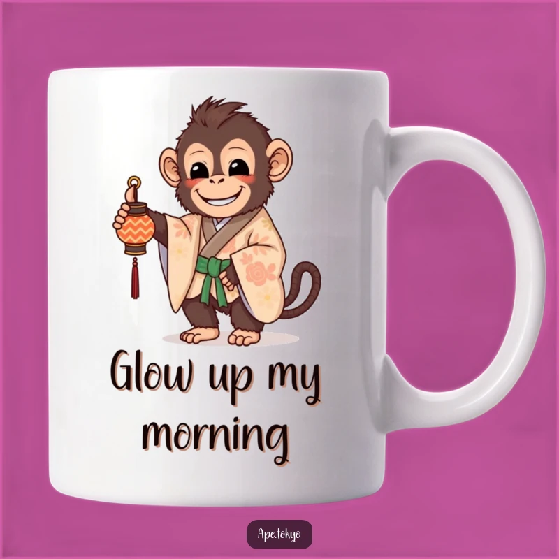Funny Kimono Ape Lantern Mug: Beaming Ape Glow, Perfect Funny Gift!