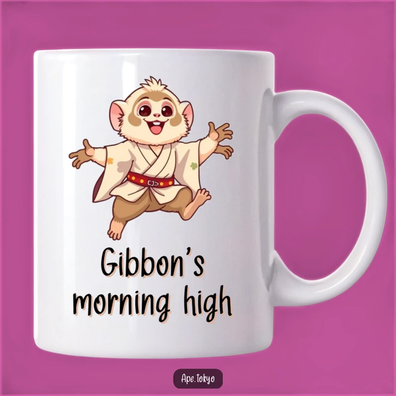 Funny Gibbon Leaping Motion Mug: Graceful Primate Humor for a Joyful Gift