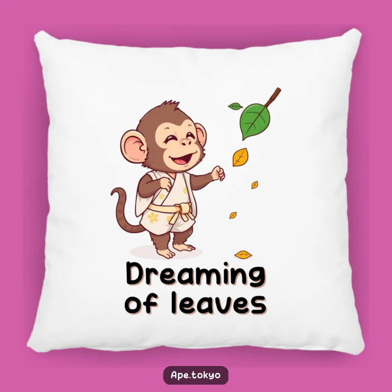 Funny Kimono Ape Leaf Pillow: Silly Ape Comfort, Cute Funny Gift!