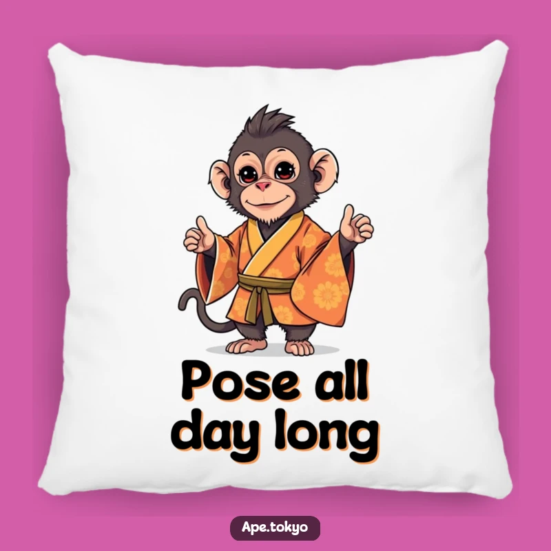 Funny Macaque Kimono Stance Pillow: Cozy & Stylish Primate Cushion Gift