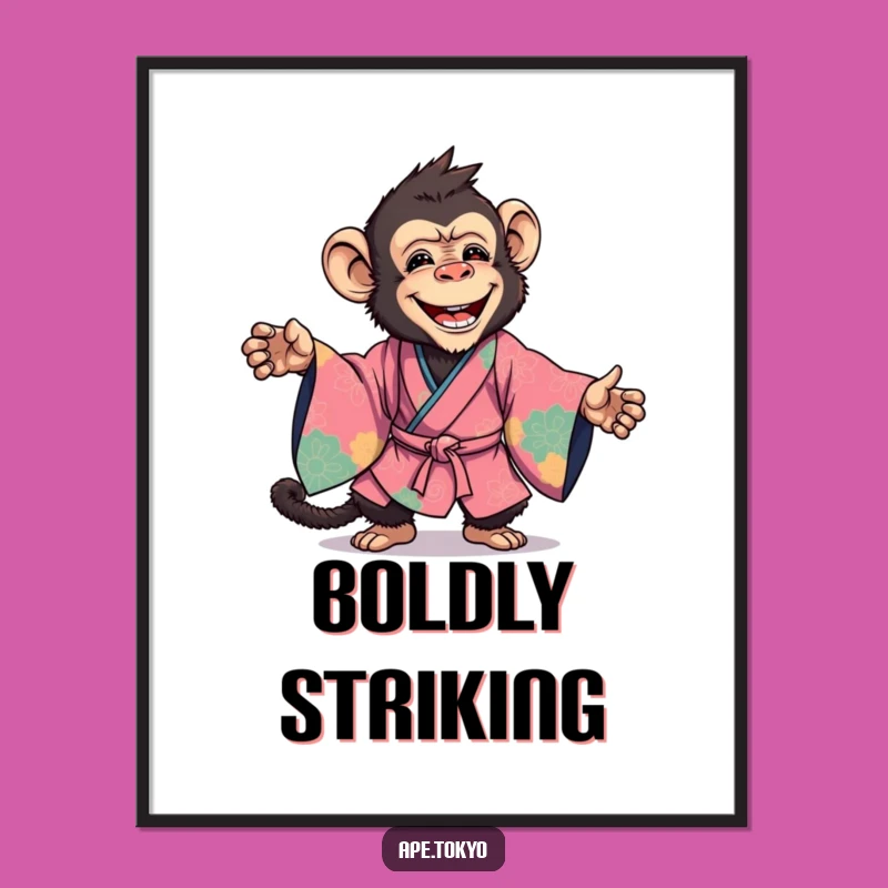 Funny Kimono Ape Pose Digital Art: Dynamic Energy, Instant Funny Gift!