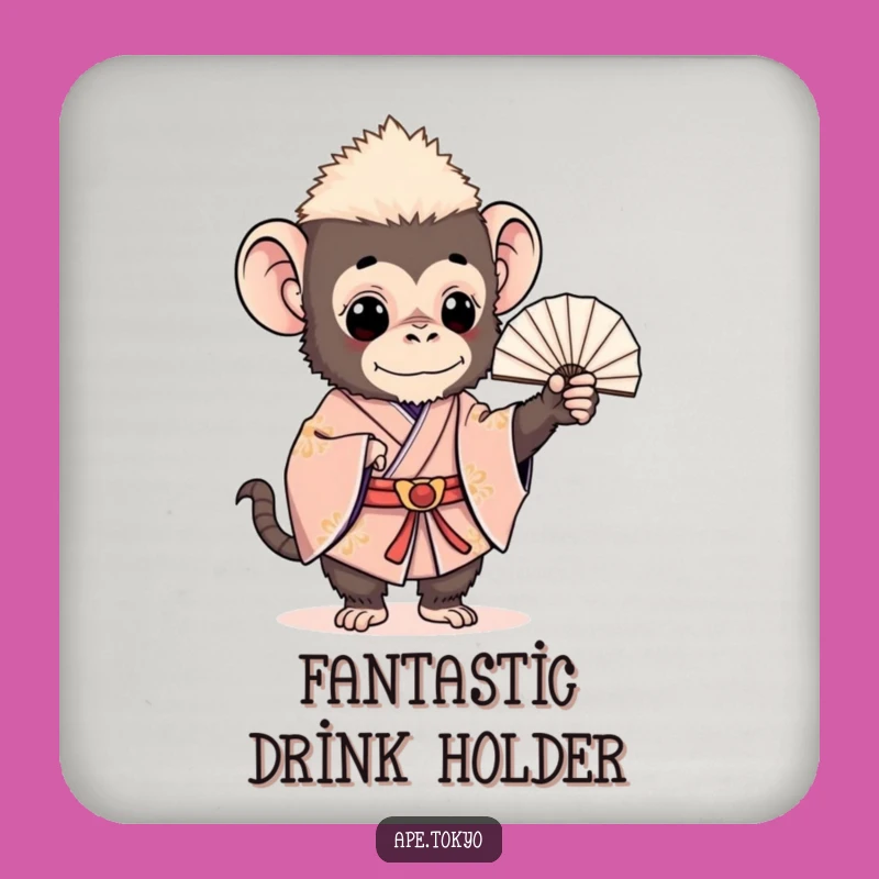 Funny Charming Ape Kimono Coaster Set: Humorous Gift for Table Protection