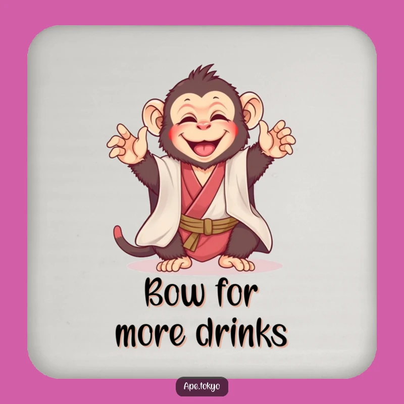 Funny Joyful Ape Kimono Coaster Set: Playful Protection for Your Table