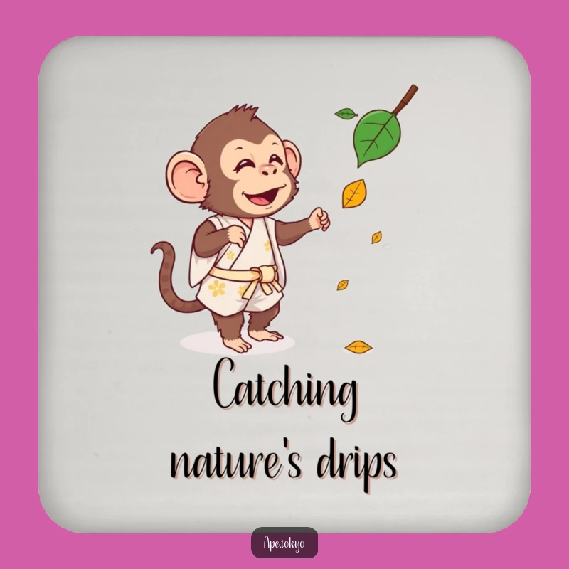 Funny Kimono Ape Leaf Coaster: Silly Ape Protection, Quirky Funny Gift!