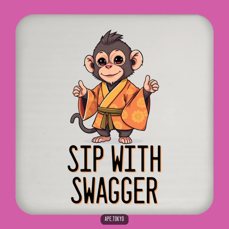 Funny Macaque Kimono Stance Coaster Set: Stylish Primate Protection Gift
