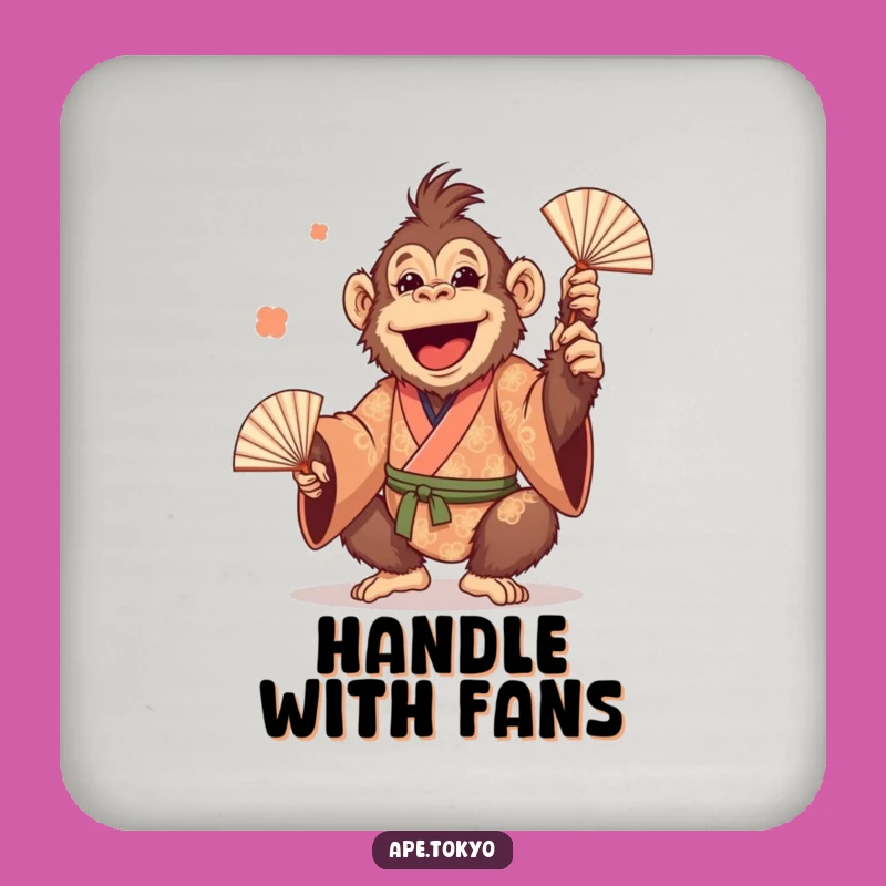 Funny Orangutan Juggling Fans Coaster Set: Hilarious Primate Protection Gift