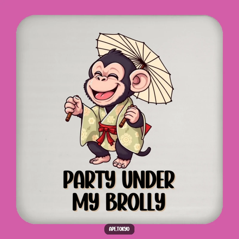 Funny Chimp Parasol Twirl Coaster Set: Hilarious Primate Protection Gift