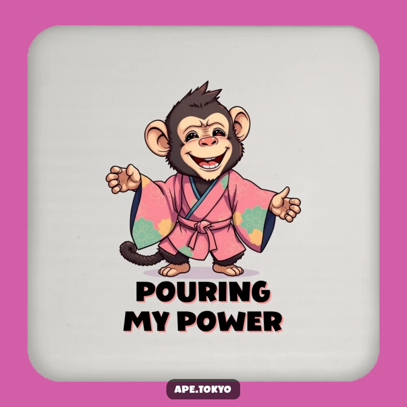 Funny Kimono Ape Pose Coaster: Dynamic Protection, Vibrant Art, Quirky Funny Gift!