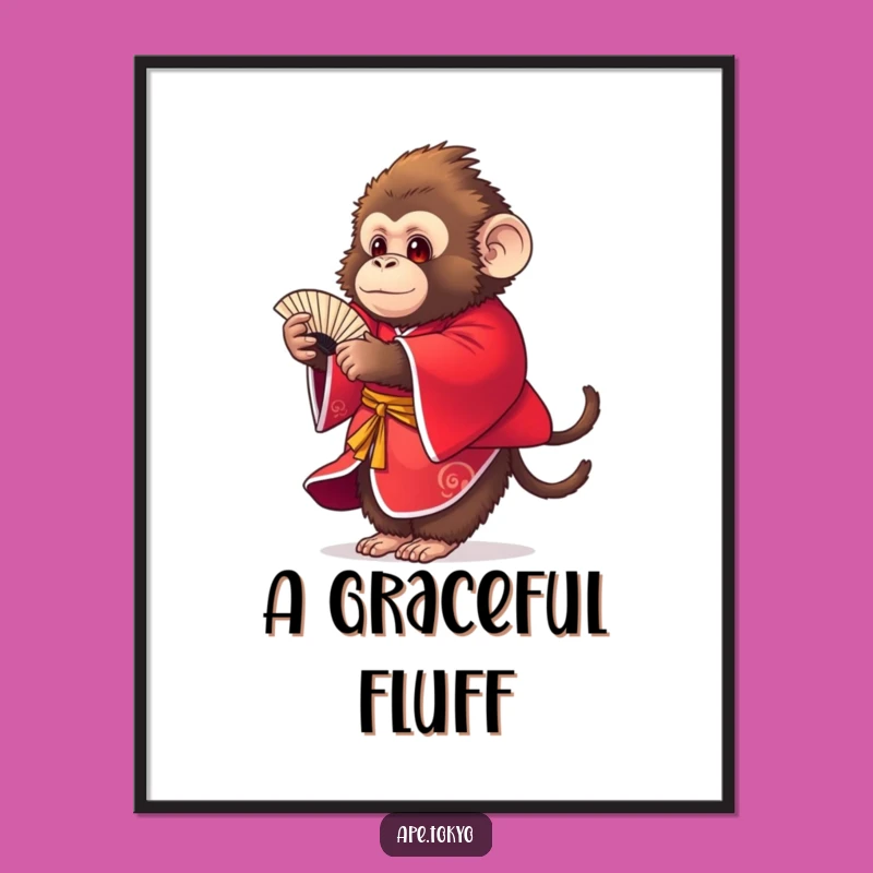 Funny Fluffy Ape Fan Dance Poster: Bring Whimsy to Your Walls