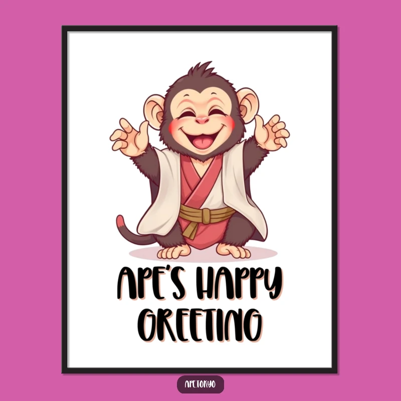 Funny Joyful Ape Kimono Poster: Bring Playful Humor to Your Walls