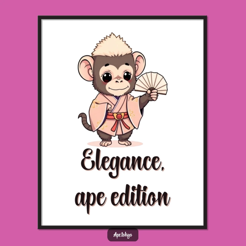 Funny Charming Ape Kimono Poster: Elegant & Humorous Wall Art Gift