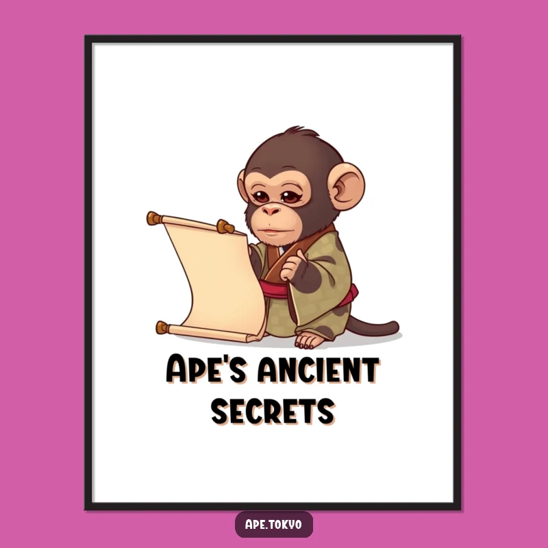Funny Curious Ape Kimono Poster: Intellectual Humor for Your Walls