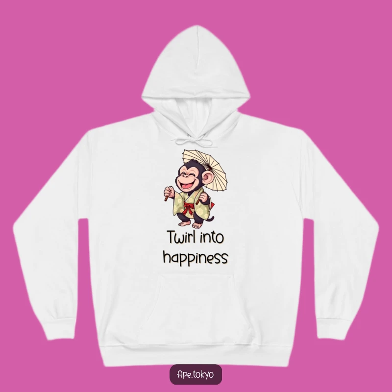 Funny Chimp Parasol Twirl Hoodie: Cozy & Hilarious Primate Apparel Gift