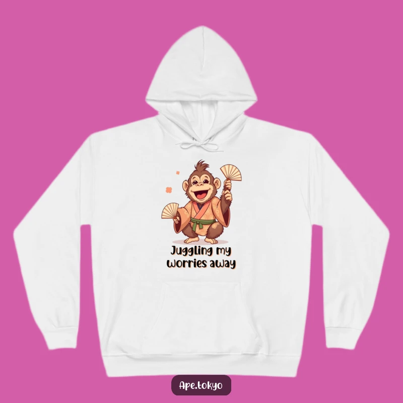 Funny Orangutan Juggling Fans Hoodie: Cozy & Hilarious Primate Apparel Gift