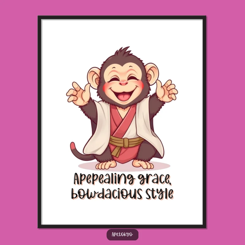 Funny Free Printable Wall Art: Joyful Ape Kimono Bow Decor Downloadable