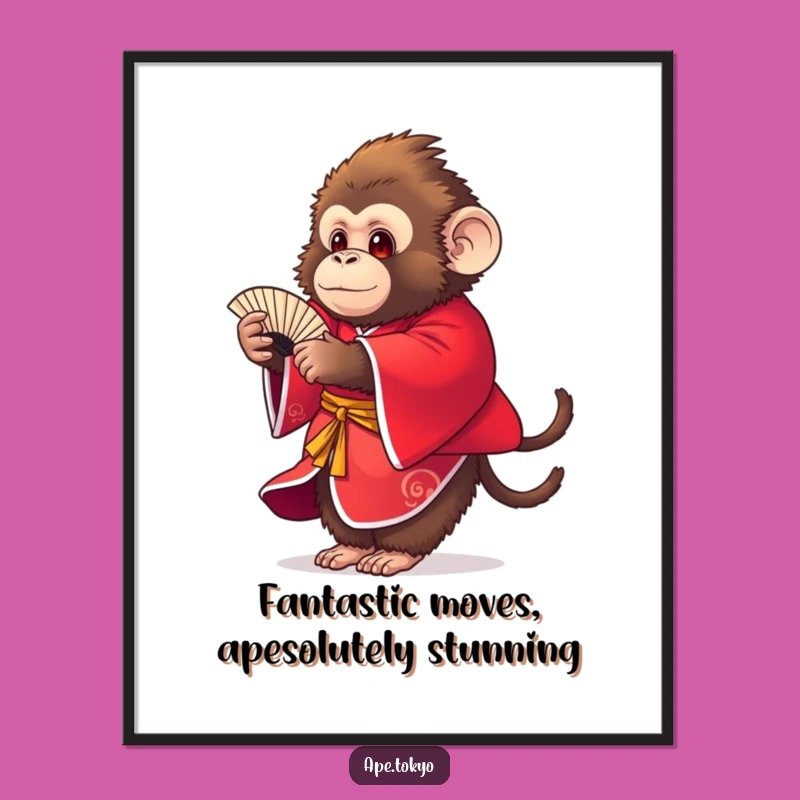 Funny Free Printable Wall Art: Fluffy Ape Fan Dance - Downloadable Art for Laughs