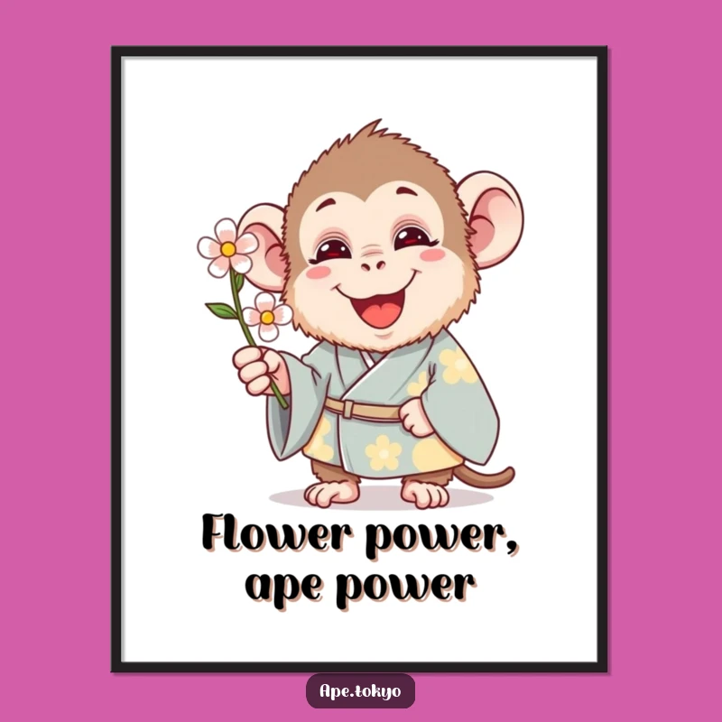 Free Printable Wall Art: Amusing Ape in Kimono, Funny Downloadable Decor for Your Home