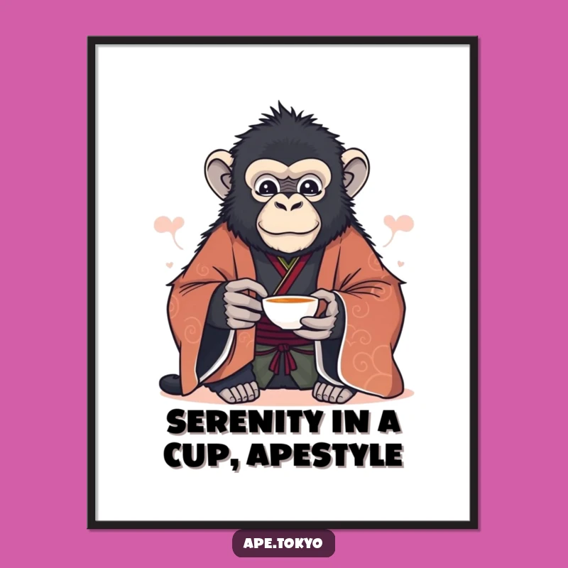 Funny Free Printable Wall Art: Serene Ape Tea Time - Downloadable Art for Zen