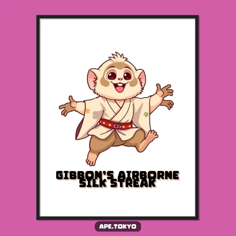 Free Printable Wall Art: Funny Gibbon Leaper  Downloadable Art for Home Decor