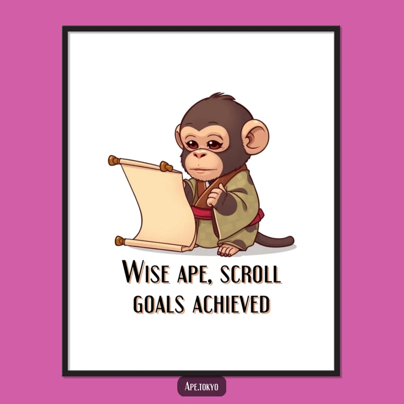 Funny Free Printable Wall Art: Curious Ape Kimono Scroll Decor Downloadable