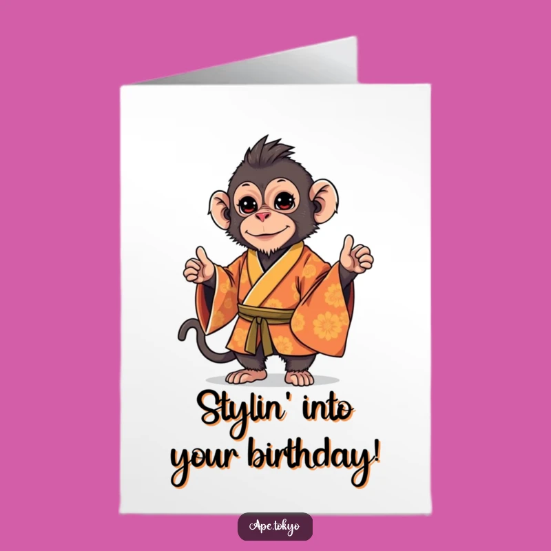 Free Printable Birthday Card: Stylish Macaque  Downloadable Hilarious Gift