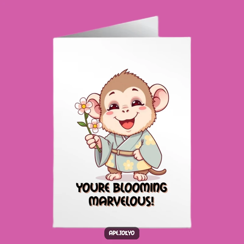 Free Printable Congrats Card: Goofy Ape in Kimono, Amazing Downloadable Celebration Greeting
