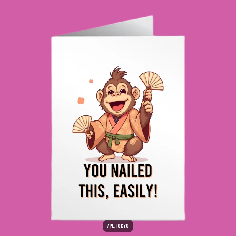 Free Printable Congratulations Card: Funny Orangutan Juggler  Downloadable Success Gift