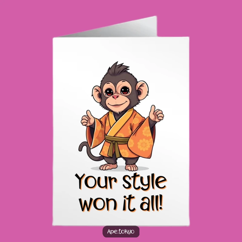Free Printable Congratulations Card: Stylish Macaque Downloadable Success Gift