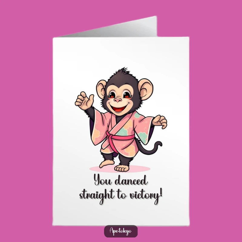 Free Printable Congrats Card: Smiling Ape Kimono Dance Success Downloadable