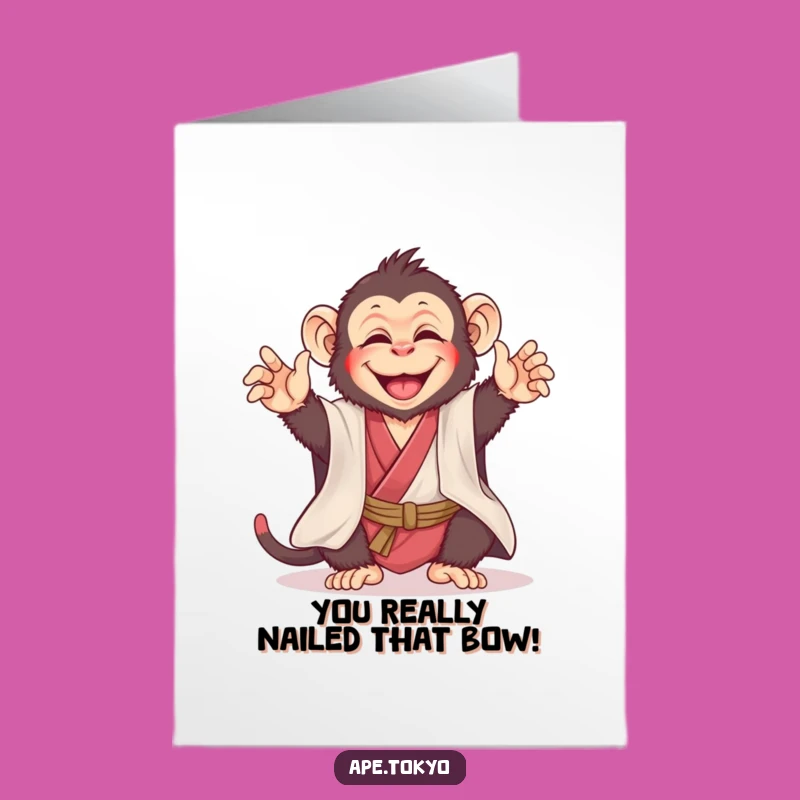 Free Printable Congrats Card: Joyful Ape Kimono Bow Celebration Downloadable