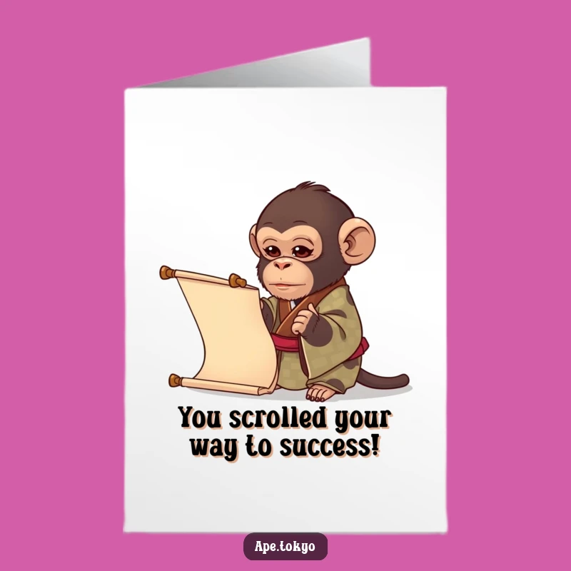 Free Printable Congrats Card: Curious Ape Kimono Scroll Success Downloadable