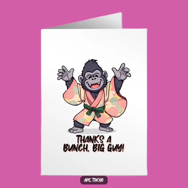 Free Printable Thank You Card: Funny Gorilla Dancer  Downloadable Gratitude Gift