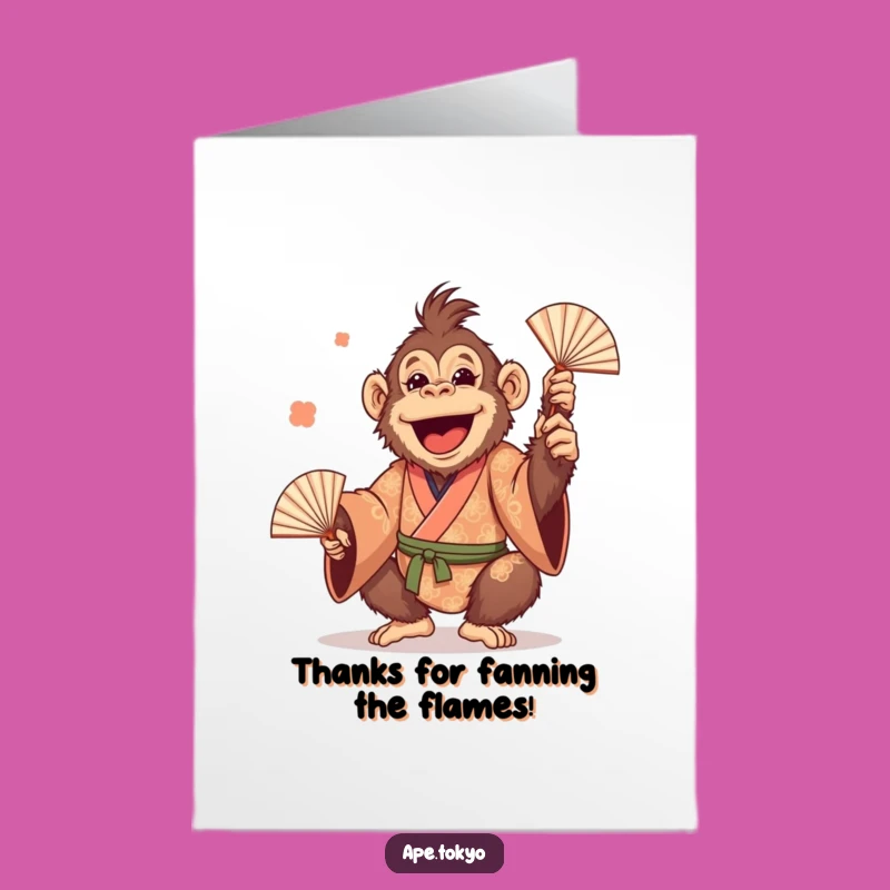 Free Printable Thank You Card: Funny Orangutan Juggler  Downloadable Gratitude Gift
