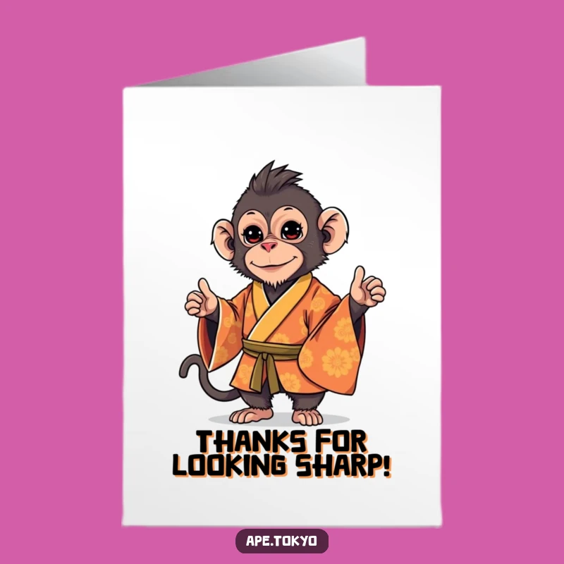 Free Printable Thank You Card: Stylish Macaque  Downloadable Gratitude Gift