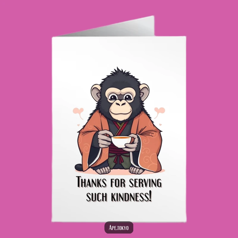 Free Printable Thank You Card: Ape Offers Tea - Funny Downloadable Gift of Thanks