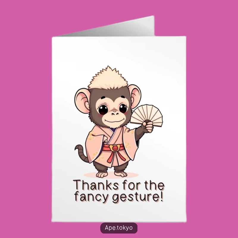 Free Printable Thank You Card: Charming Ape Kimono Fan Gratitude Downloadable