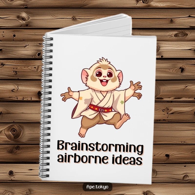 Funny Gibbon Leaping Motion Notebook: Happy gibbon in a silk kimono, performing a graceful leaping motion, for jotting down hilarious ideas.