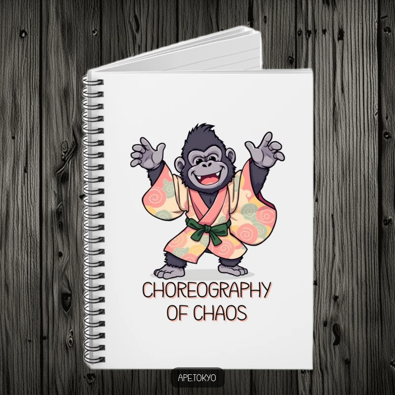 Funny Gorilla Kimono Dance Notebook: A joyful primate in a vibrant kimono, striking a dynamic dance pose, for all your hilarious notes.