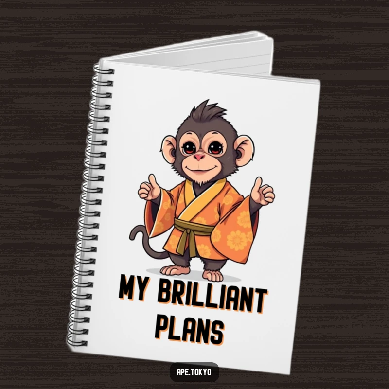 Funny Macaque Kimono Stance Notebook: Playful macaque in an ornate kimono, striking a stylish, confident stance, for jotting down stylish notes.