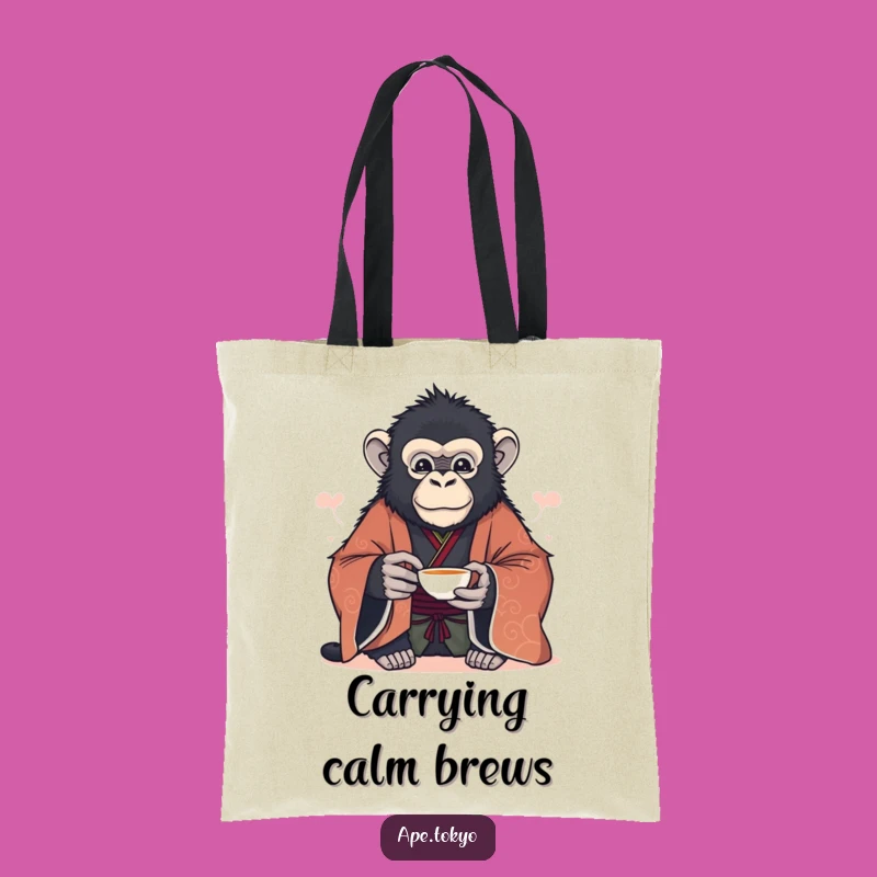 Funny Serene Ape Tea Tote Bag: Carry Calm with Style